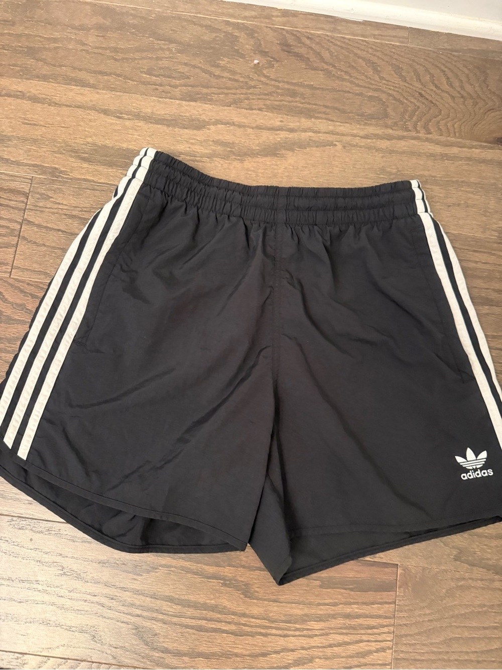 adidas Women’s Black Athletic Shorts with White 3-Stripes